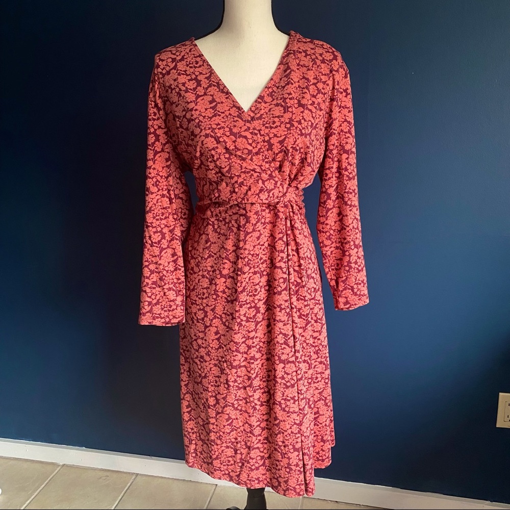 Lands’ End Floral Thick Jersey Dress Large 14-16